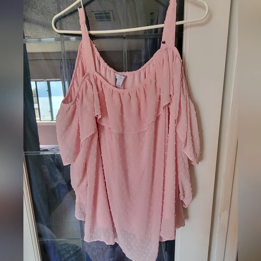 Women's Pink Ruffle Top - Picture 2 of 9